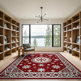 Red Red Snowflake Persian Area Rug