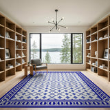 Blue Diamond Lattice Geometric Rug