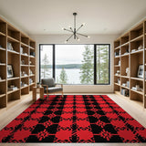 Bold Red Black Heritage Tribal Rug