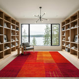 Bold Red Orange Geometric Stripe Area Rug