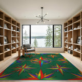 Vibrant Rainbow Starburst Geometric Area Rug