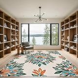 Blue and Teal Floral Vintage Blue Teal Floral Vintage Area Rug