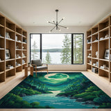Wolf Moon Enchanted Valley Green Area Rug