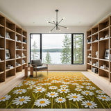 Yellow Sunny Daisy Meadow Yellow Area Rug