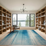 Blue Teal Vertical Stripe Area Rug