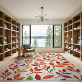 Vibrant Multi-Color Leaves Pattern Area Rug