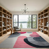 Pink Abstract Pink Grey Geometric Area Rug