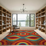 Vivid Multi-Color Abstract Swirl Area Rug