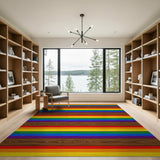 Rainbow Striped Wood Plank Washable Area Rug