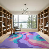ODIKA Washable Pastel Wavy Abstract Low Pile Area Rug
