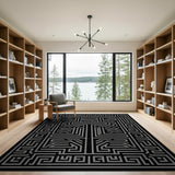 Grey Labyrinth Maze Geometric Area Rug