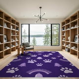Purple Paw and Bell Kids Area Rug