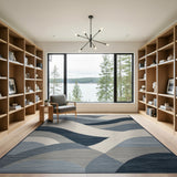 Navy Blue Wavy Geometric Area Rug