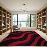 Geometric Modern Bold Red Wavy Stripe Area Rug