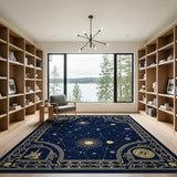 Navy Celestial Constellation Star Map Area Rug
