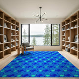 Teal Blue Diamond Geometric Area Rug