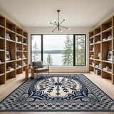 Ornate Navy Persian Area Rug
