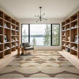 Beige and Neutral Abstract Area Abstract Wavy Beige Neutral Area Rug