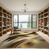 Gold Brushstroke Abstract Area Rug