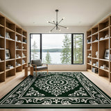 Traditional Persian Green Emerald Green Traditional Persian Area Rug