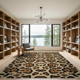 Leopard Print Brown Tan Brown and Tan Area Rug