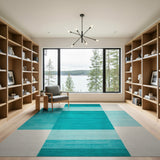 Teal Block Geometric Area Rug
