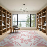 Elegant Pink Bow Ribbon Area Rug