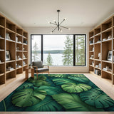 Leaf Lush Monstera Leaf Green Area Rug