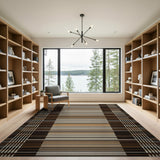 Brown Tan Plaid Stripe Woven Area Rug