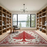 Festive Red Christmas Tree Area Rug