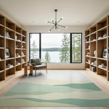 Serene Layered Green Wave Abstract Area Rug