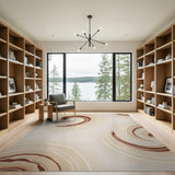 Beige and Neutral Beige Abstract Swirl Area Rug