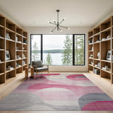 Pink Fluid Pink Grey Abstract Area Rug