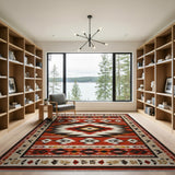 Red Southwestern Geometric Diamond Area Rug