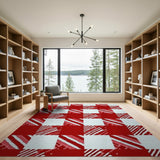 Classic Red White Checkered Farmhouse Rug