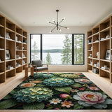Lush Blue Hydrangea Floral Area Rug