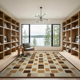 Brown and Tan Geometric Modern Brown Tan Geometric Block Area Rug