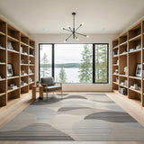 Abstract Area Grey Abstract Wavy Grey Area Rug