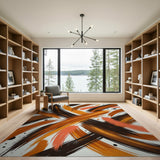 Abstract Brushstroke Area Rug in Warm Earth Tones