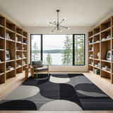 Geometric Abstract Black White Area Rug