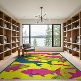 Neon Pixel Fish Frenzy Area Rug