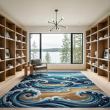 Swirling Ocean Waves Coastal Beach Rug