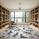 Playful Dancing Zebras Silhouette Area Rug