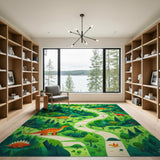 Dinosaur Forest Path Kids Area Rug