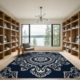 Navy Mandala Traditional Persian Area Rug