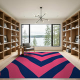 Bold Pink Navy Zigzag Area Rug