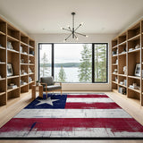 Multi-color and Patterns Distressed Texas Lone Star Flag Area Rug