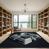 Isometric Concrete Architecture Area Rug