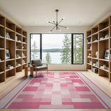Blush Pink Geometric Patchwork Rug