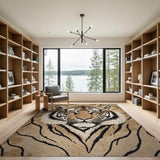 Majestic Tiger Face Brown Tan Area Rug